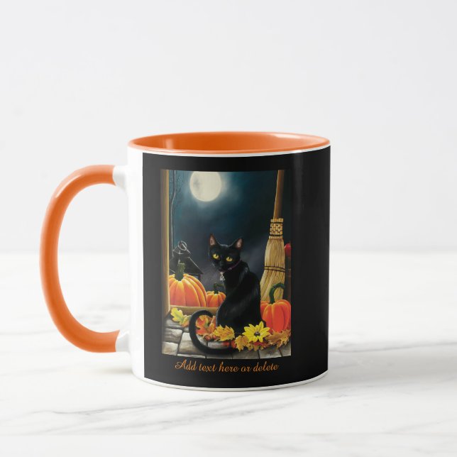 Enchanting Moonlit Black Autumn Cat Pumpkins Mug (Left)