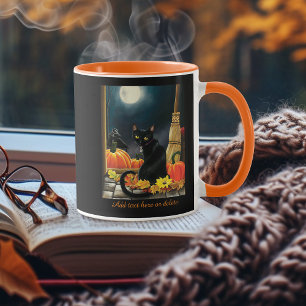 Enchanting Moonlit Black Autumn Cat Pumpkins Mug