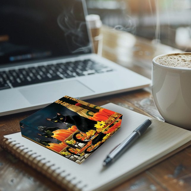 Enchanting Moonlit Black Autumn Cat Pumpkins Paperweight (Creator Uploaded)