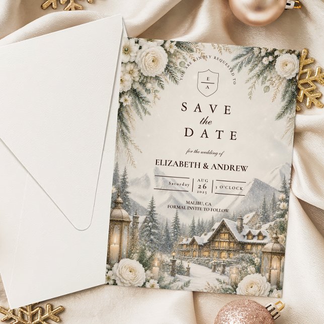 Enchanting Mountain Winter Wedding Save The Date (Creator Uploaded)