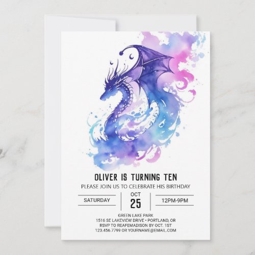 Enchanting Mythical Dragon Birthday Invitation