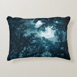 Enchanting Night Forest with Full Moon Accent Pillow