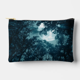 Enchanting Night Forest with Full Moon Accessory Pouch