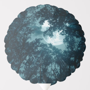 Enchanting Night Forest with Full Moon Balloon