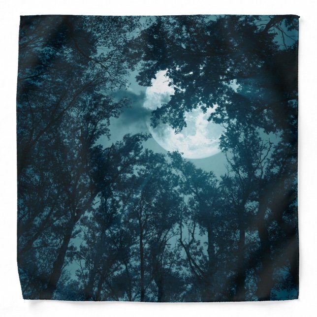 Enchanting Night Forest with Full Moon Bandana (Front)
