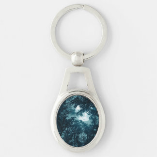 Enchanting Night Forest with Full Moon Keychain