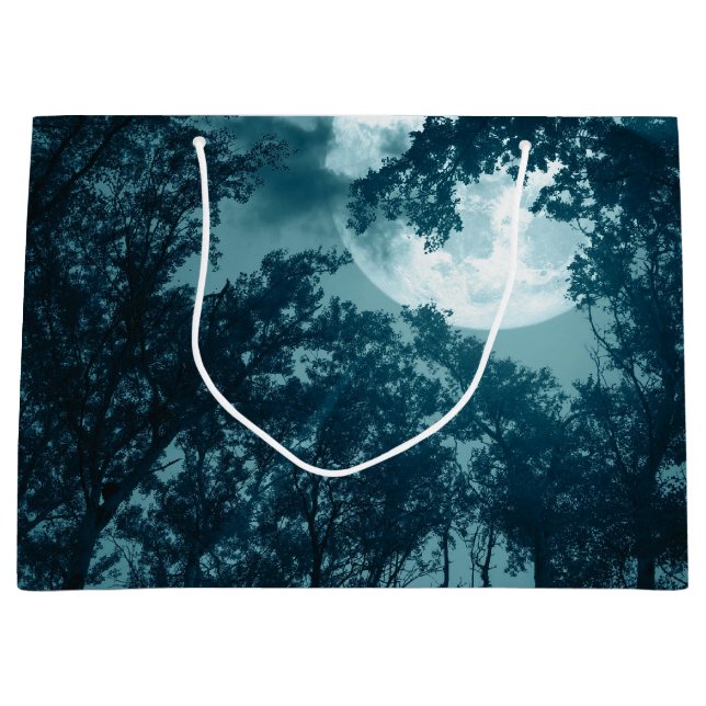 Enchanting Night Forest with Full Moon Large Gift Bag (Front)