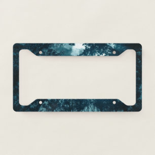 Enchanting Night Forest with Full Moon License Plate Frame