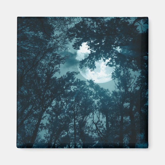 Enchanting Night Forest with Full Moon Magnet (Front)