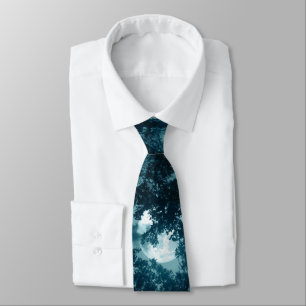 Enchanting Night Forest with Full Moon Neck Tie