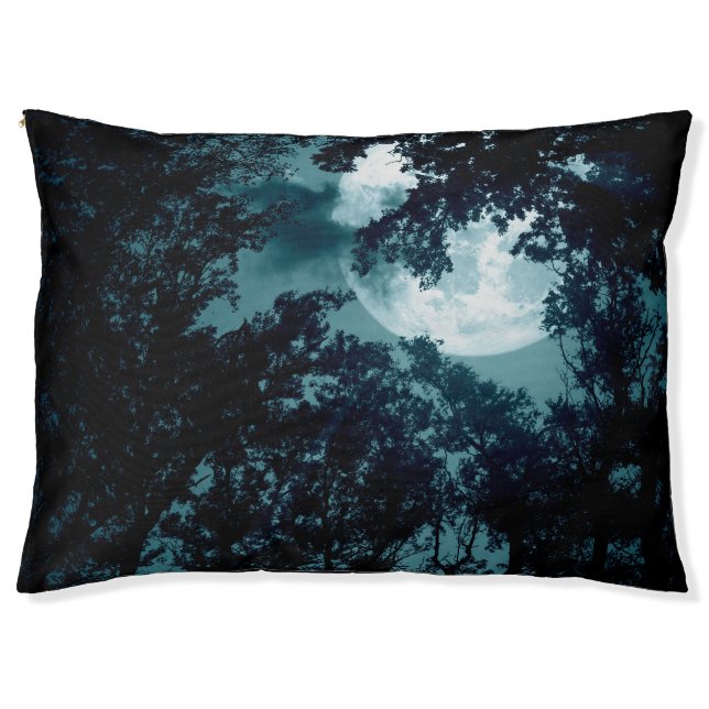Enchanting Night Forest with Full Moon Pet Bed (Front)
