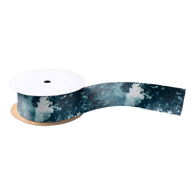 Enchanting Night Forest with Full Moon Satin Ribbon (Spool)
