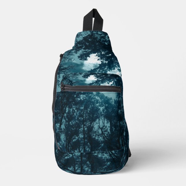 Enchanting Night Forest with Full Moon Sling Bag (Front)
