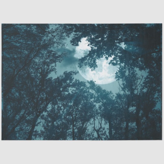 Enchanting Night Forest with Full Moon Tissue Paper (Front)