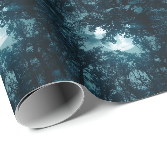 Enchanting Night Forest with Full Moon Wrapping Paper (Roll Corner)