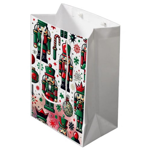 Enchanting Nutcrackers Holiday Theme Motif Medium Gift Bag