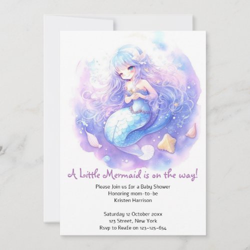 Enchanting Ocean Fantasy Mermaid Baby Shower Invitation