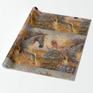 Enchanting Ocher Paint Horse Wrapping Paper