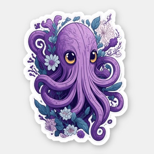 Enchanting Octopus Dream Studio Ghibli Inspired Sticker