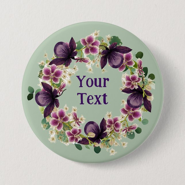 Enchanting Olive Flower Wreath Lapel Statement Button (Front)