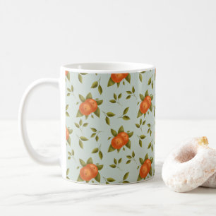 Enchanting Oranges Pattern on Light Teal Backgroun Coffee Mug