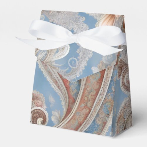 Enchanting Paisley Peach and Blue Favor Boxes