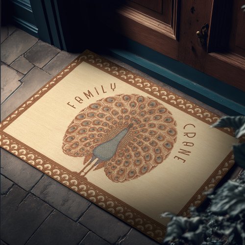 Enchanting Peacock Art Deco Vintage Walter Crane Doormat