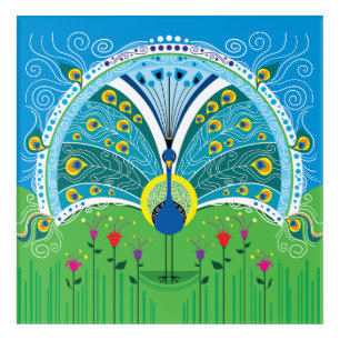 Enchanting Peacock Symmetry Acrylic Print