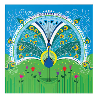 Enchanting Peacock Symmetry Acrylic Print