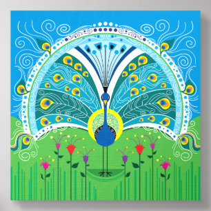 Enchanting Peacock Symmetry Foam Core Photo Tile