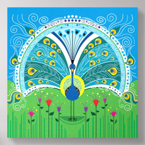 Enchanting Peacock Symmetry Foam Core Photo Tile