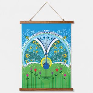 Enchanting Peacock Symmetry Hanging Tapestry