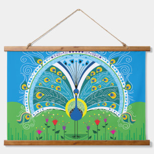 Enchanting Peacock Symmetry Hanging Tapestry