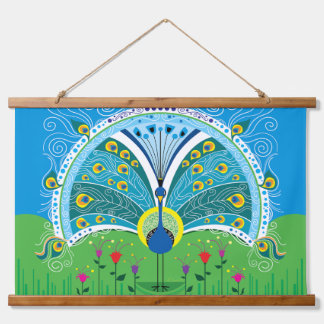 Enchanting Peacock Symmetry Hanging Tapestry