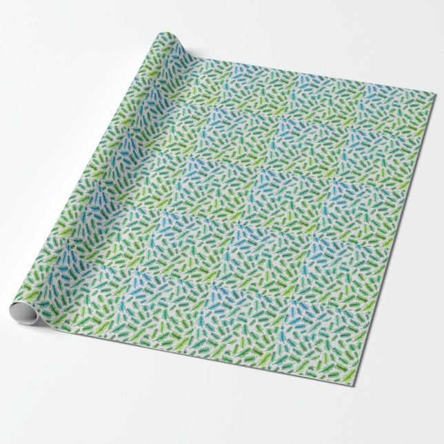 ENCHANTING PINE LEAF PATTERNS WRAPPING PAPER (Unrolled)