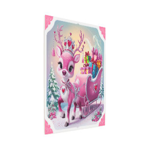  Enchanting Pink Reindeer with Jewel Adorned Crown Metal Print