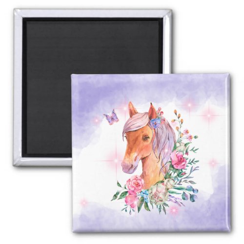 Enchanting Pony and Wildflowers Magnet