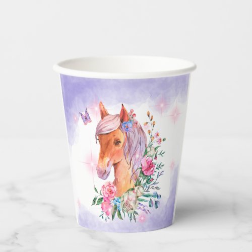 Enchanting Pony and Wildflowers Paper Cup