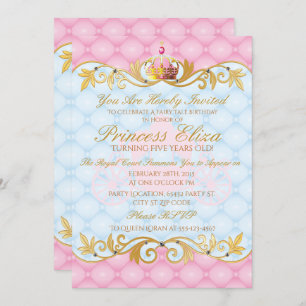 Enchanting, Pretty Princess Birthday Invitations