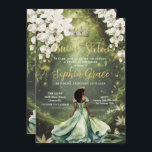 Enchanting Princess & Frog Green Dress Sweet 16 Invitation<br><div class="desc">Personalize this enchanting Sweet 16 birthday invitation easily and quickly. Simply click the Edit Using Design Tools button to further edit the text, change font styles and font colors. Featuring a girl dressed in a green dress, a frog prince, beautiful trailing white floral and an enchanted forest and pond background....</div>