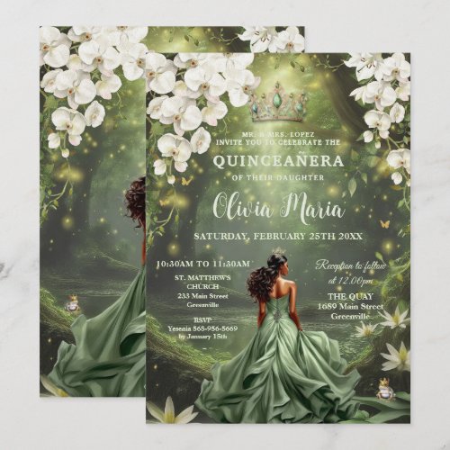 Enchanting Princess & Frog Green Gown Quinceañera