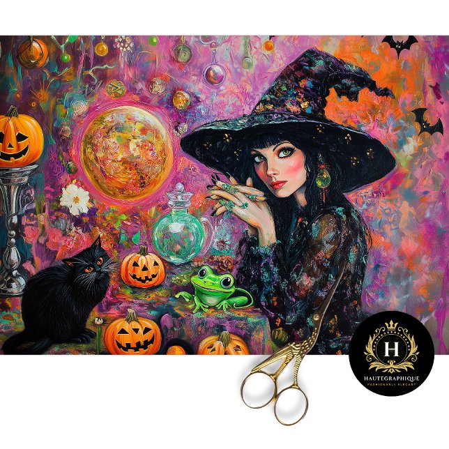 Enchanting Pumpkin Witch Halloween Decoupage Tissue Paper (Creator Uploaded)