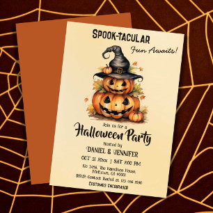 Enchanting Pumpkin Witch Hat cute Halloween  Invitation
