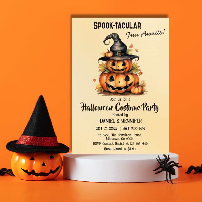 Enchanting Pumpkin Witch Hat cute Halloween party Invitation (Creator Uploaded)