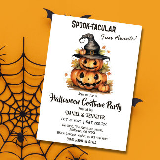 Enchanting Pumpkin Witch Hat cute Halloween party Invitation