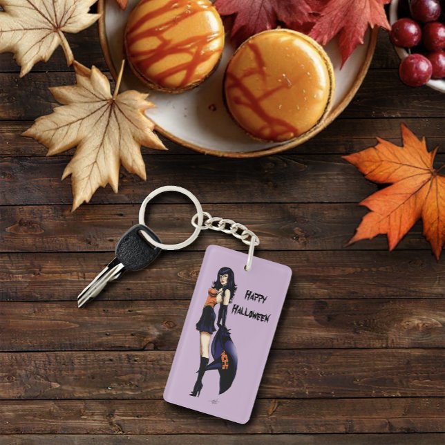 Enchanting Purple Retro Fantasy Witch Keychain (Creator Uploaded)