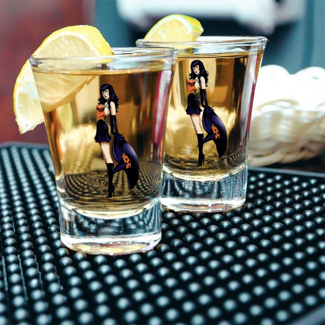 Enchanting Purple Retro Fantasy Witch Shot Glass (Creator Uploaded)