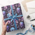 Enchanting Purple Skulls Bats & Crosses Wrapping Paper<br><div class="desc">Transform your gifts into eerie delights with Enchanting Purple Skulls Bats & Crosses Wrapping Paper. Featuring a mystical design of skulls,  bats,  and crosses on a dark background,  perfect for a spooky surprise.</div>