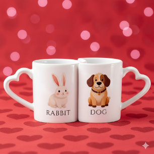 Enchanting Rabbit 兔 Dog 狗 Chinese Zodiac Coffee Mug Set