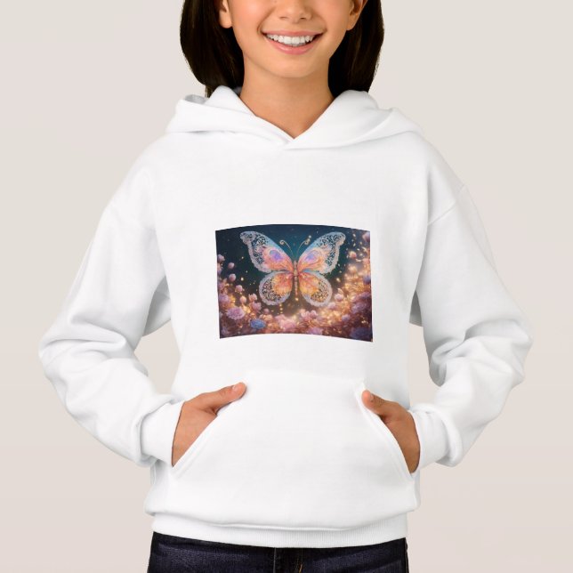 "Enchanting Realism: Swirly Lace Decor with Hyper- Hoodie (Front)